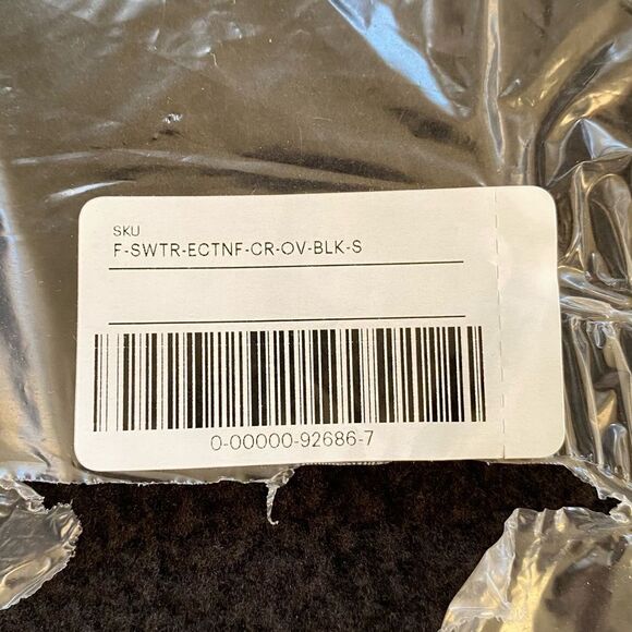 Everlane The ReNew Fleece Oversized Crew Black Size Small NWT - Picture 8 of 8